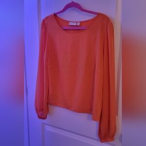 Bisou Bisou Orange Women's Cropped Blouse Size L